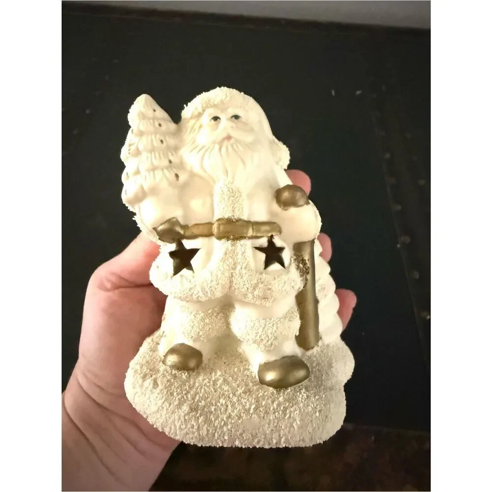Vintage Santa Claus TeaLight Candleholder Ceramic Old World Christmas Home Decor